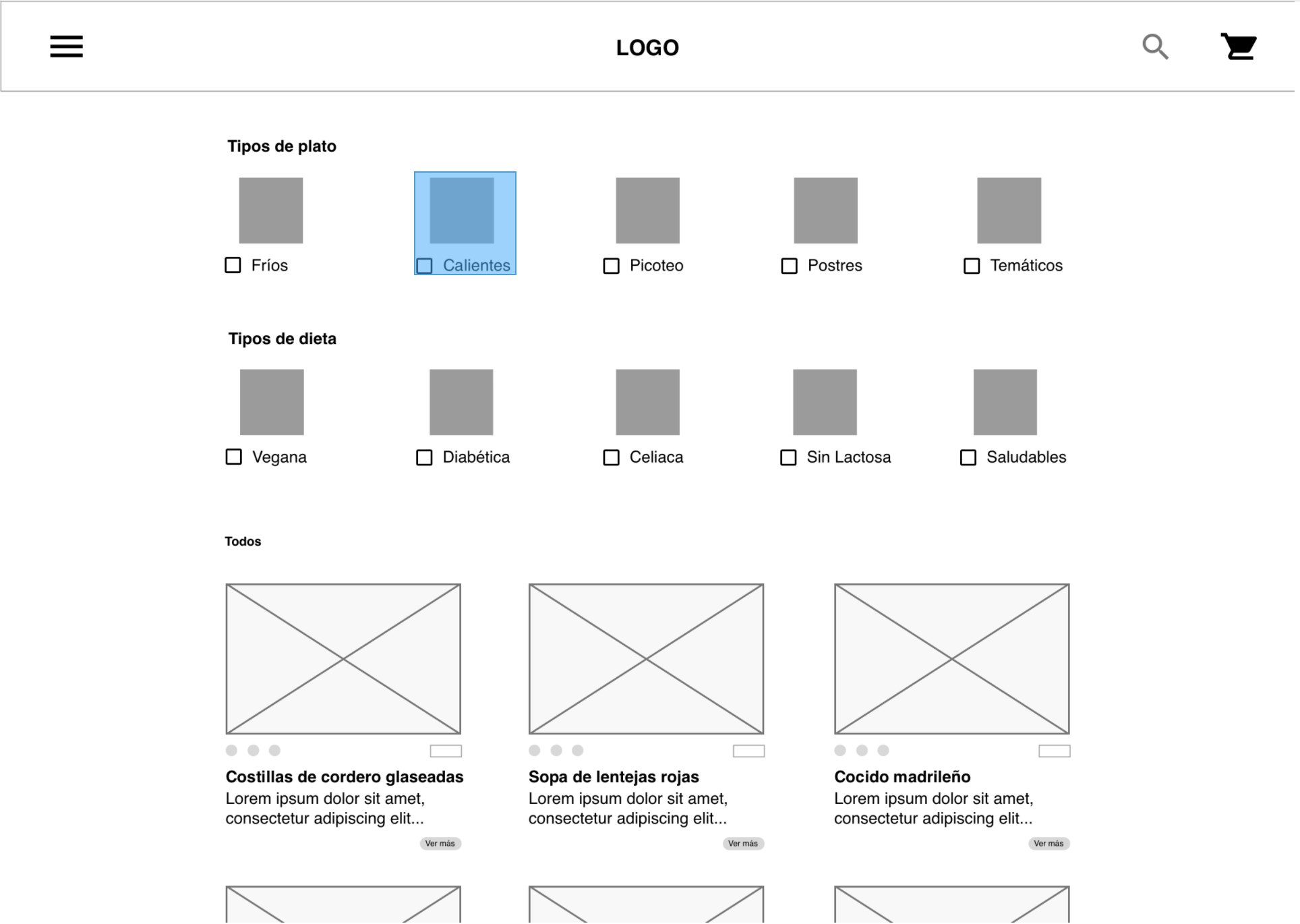 Wireframes de baja fidelidad